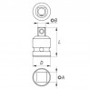 YT-1168 YATO Reductie de la patrat interior 3/4" la patrat exterior 1"