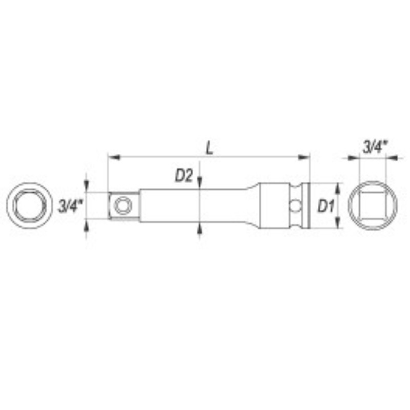 YT-1161 YATO Prelungitor patrat interior exterior 3/4", lungime 250 mm