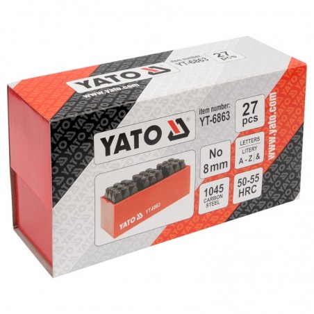 YT-6863 YATO Set 27 poansoane cu litere A-Z, inaltime litera 8 mm