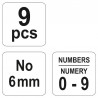 YT-6854 YATO Set 9 poansoane cu cifre 0-9, inaltime cifre 6 mm
