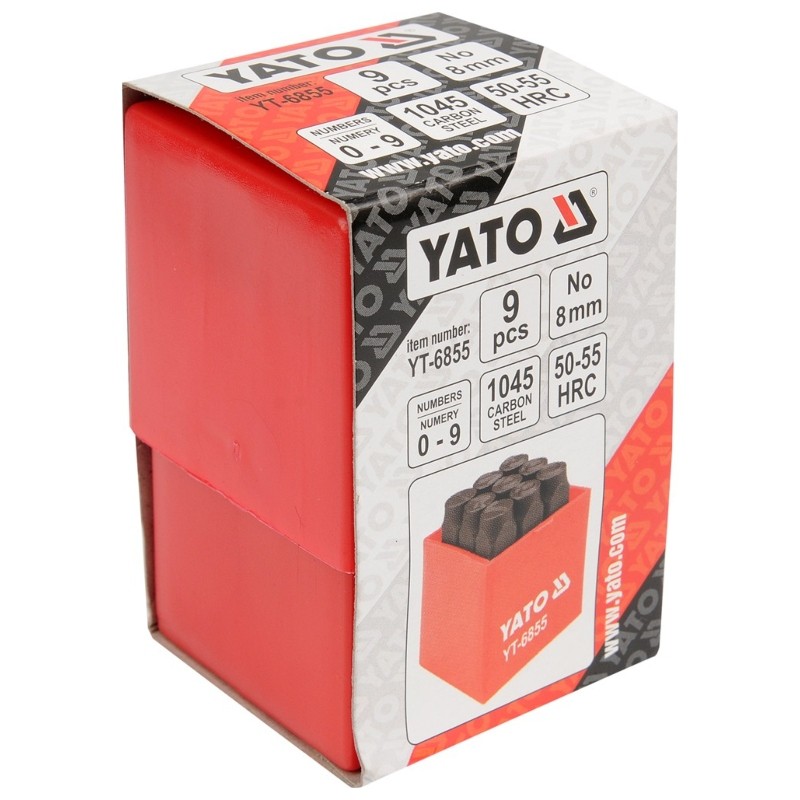 YT-6855 YATO Set 9 poansoane cu cifre 0-9, inaltime cifre 8 mm