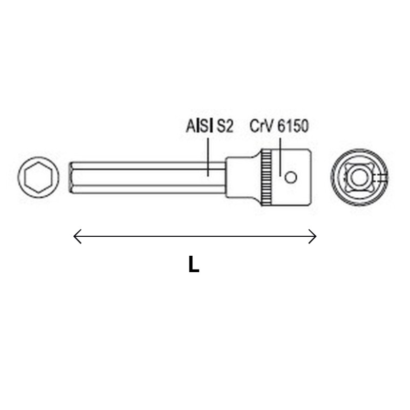 YT-7745 YATO Bit hexagonal 12 mm, cu adaptor prindere patrat 1/2"