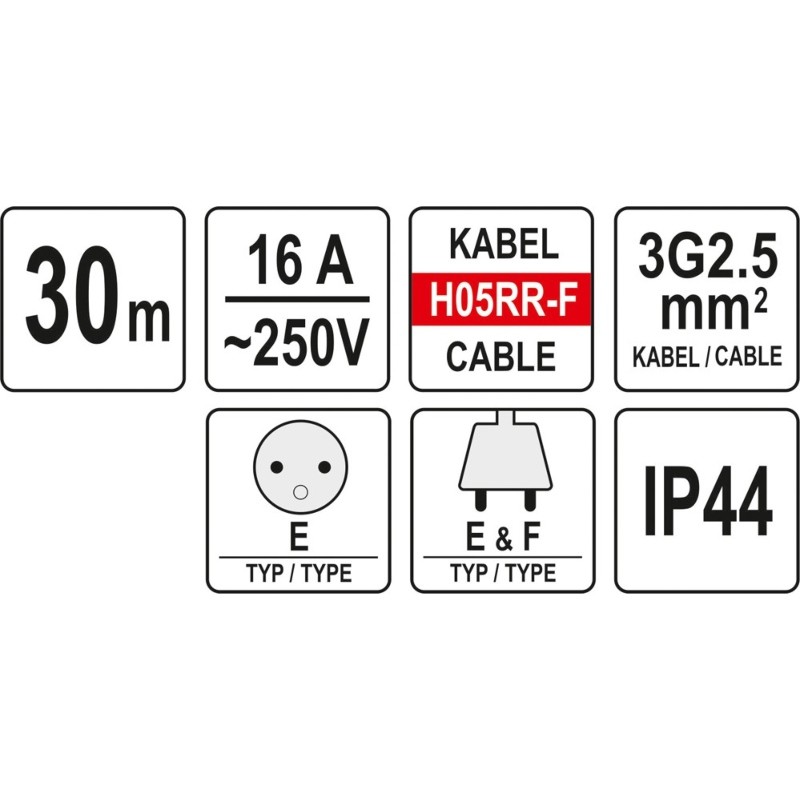 YT-8101 YATO Prelungitor electric, lungime 30 m, 16 A, 250 V, IP44