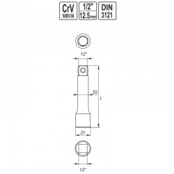 YT-1251 YATO Prelungitor rabatabil antrenor patrat 1/2",lungime 254 mm