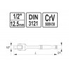YT-1242 YATO Prelungitor cu prindere patrat 1/2" flexibila, 457 mm