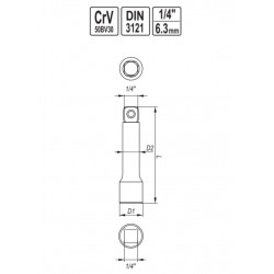 YT-1436 YATO Prelungitor rabatabil,prindere patrat 1/4",lungime 152 mm