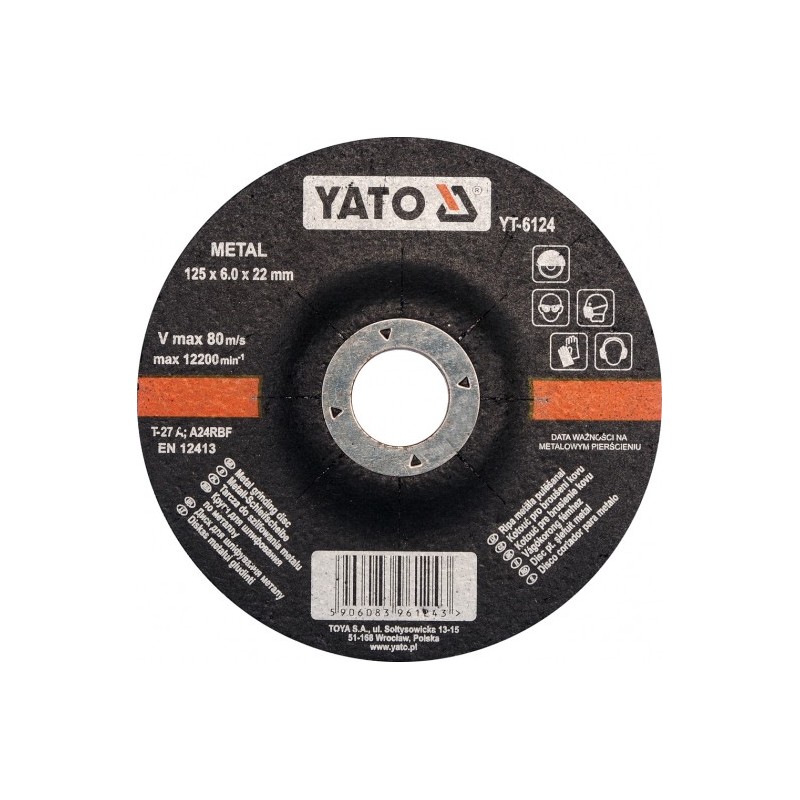 YT-6124 YATO Disc pentru slefuit metal, 125 x 22 x 6 mm