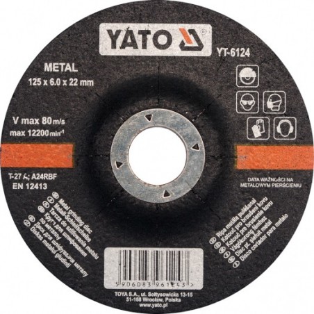 YT-6124 YATO Disc pentru slefuit metal, 125 x 22 x 6 mm