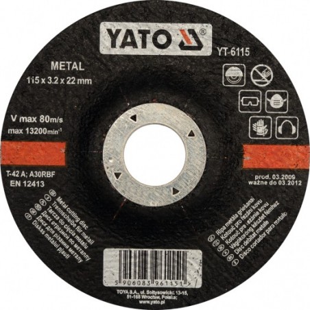 YT-6115 YATO Disc pentru taiat metal, 115 x 22 x 3.2 mm