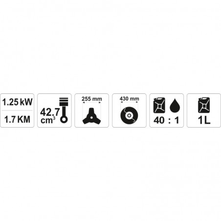 YT-85000 YATO Motocoasa pe benzina,1.7 CP,diametru lama taiere 255 mm