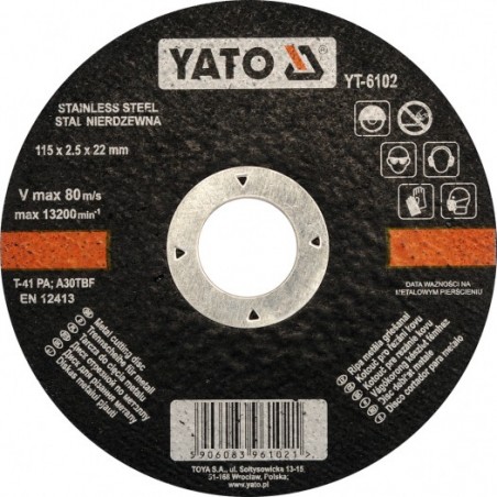 YT-6102 YATO Disc debitat metale, 115 x 22 x 2.5 mm