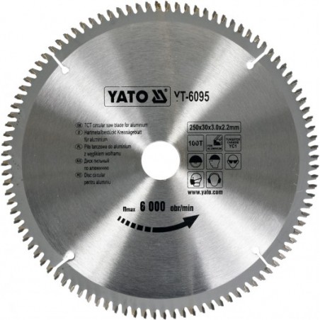 YT-6095 YATO Disc fierastrau circular aluminiu, 250x30x3 mm, 100 dinti