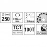 YT-6095 YATO Disc fierastrau circular aluminiu, 250x30x3 mm, 100 dinti