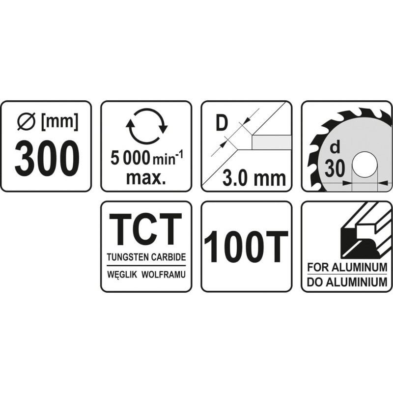 YT-6097 YATO Disc fierastrau circular aluminiu, 300x30x3 mm, 100 dinti