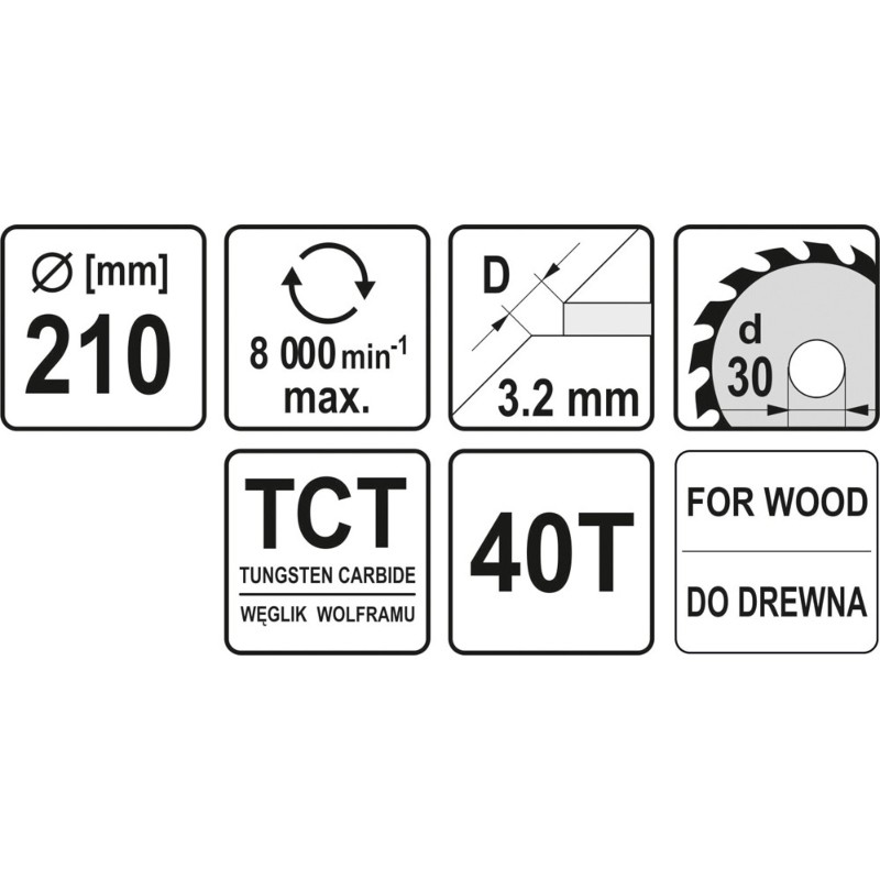 YT-6067 YATO Disc fierastrau circular pentru lemn, 210 x 30 x 3.2 mm