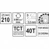 YT-6067 YATO Disc fierastrau circular pentru lemn, 210 x 30 x 3.2 mm