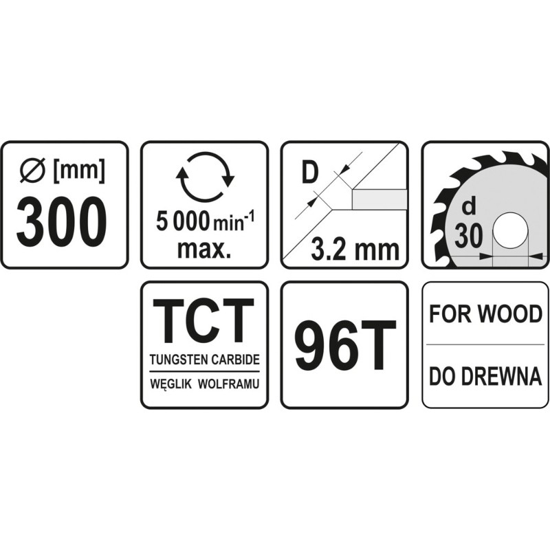 YT-6078 YATO Disc fierastrau circular pentru lemn, 300x30x3.2 mm 96T