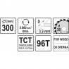 YT-6078 YATO Disc fierastrau circular pentru lemn, 300x30x3.2 mm 96T