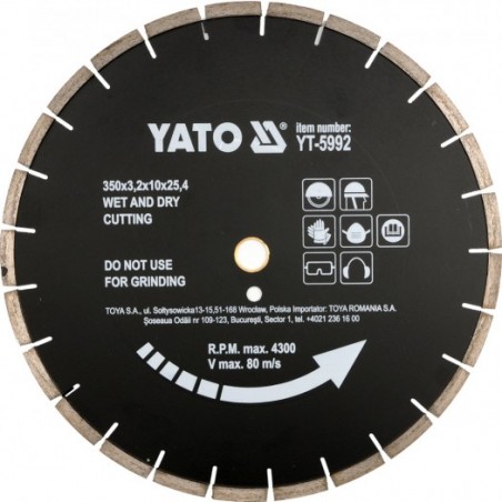 YT-5991 YATO Disc diamantat pentru asfalt, 300 x 25.4 x 3.2 mm