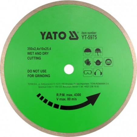 YT-5973 YATO Disc diamantat pentru ceramica, 250 x 25.4 x 1.8 mm