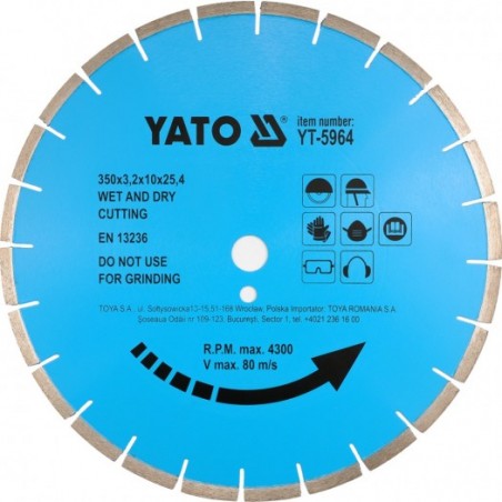 YT-5963 YATO Disc diamantat pentru piatra 300 x 25.4 x 3 mm