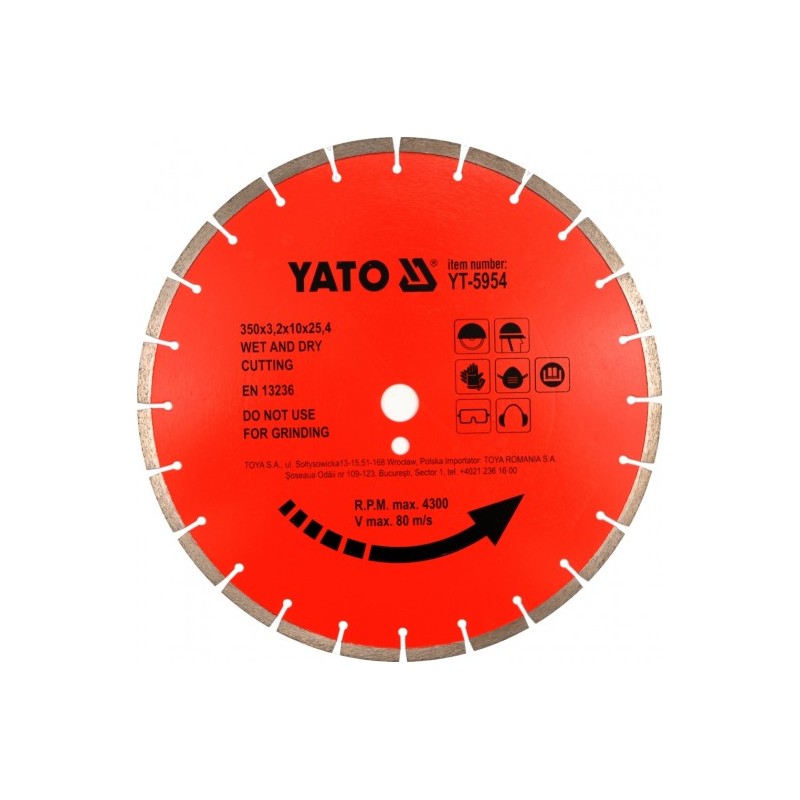 YT-5956 YATO Disc diamantat pentru beton, 450 x 25.4 x 3.8 mm