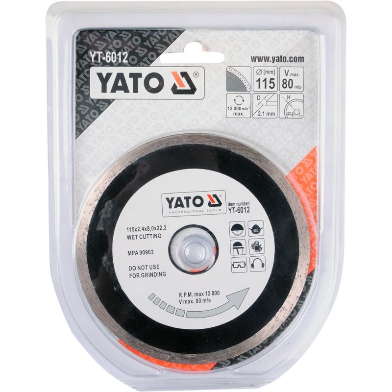 YT-6012 YATO Disc diamantat, 115 x 22.2 x 2.1 mm