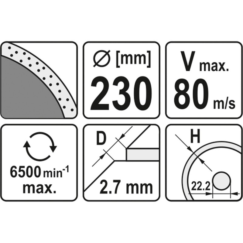 YT-6015 YATO Disc diamantat, 230 x 22.2 x 2.7 mm