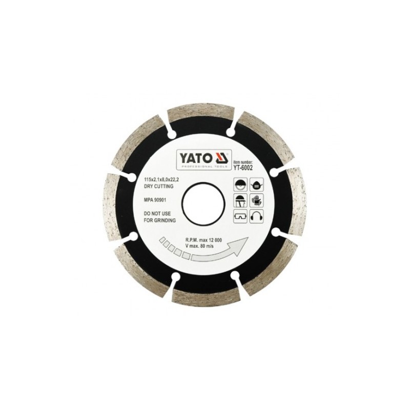 YT-6002 YATO Disc diamantat segmentat, 115 x 22.2 x 2.1 mm
