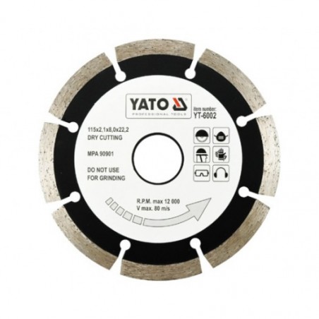 YT-6002 YATO Disc diamantat segmentat, 115 x 22.2 x 2.1 mm