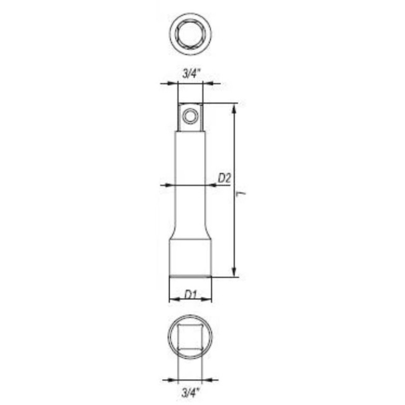 YT-1340 YATO Prelungitor, prindere patrat 3/4", lungime 100 mm