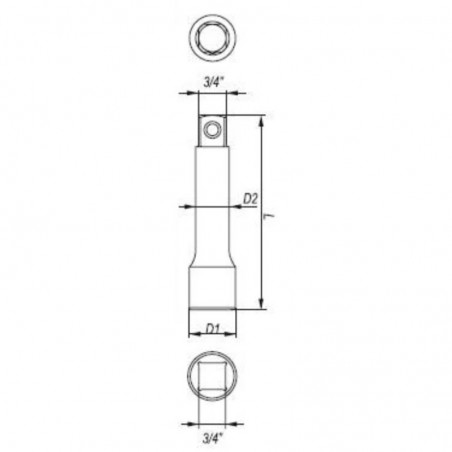 YT-1340 YATO Prelungitor, prindere patrat 3/4", lungime 100 mm