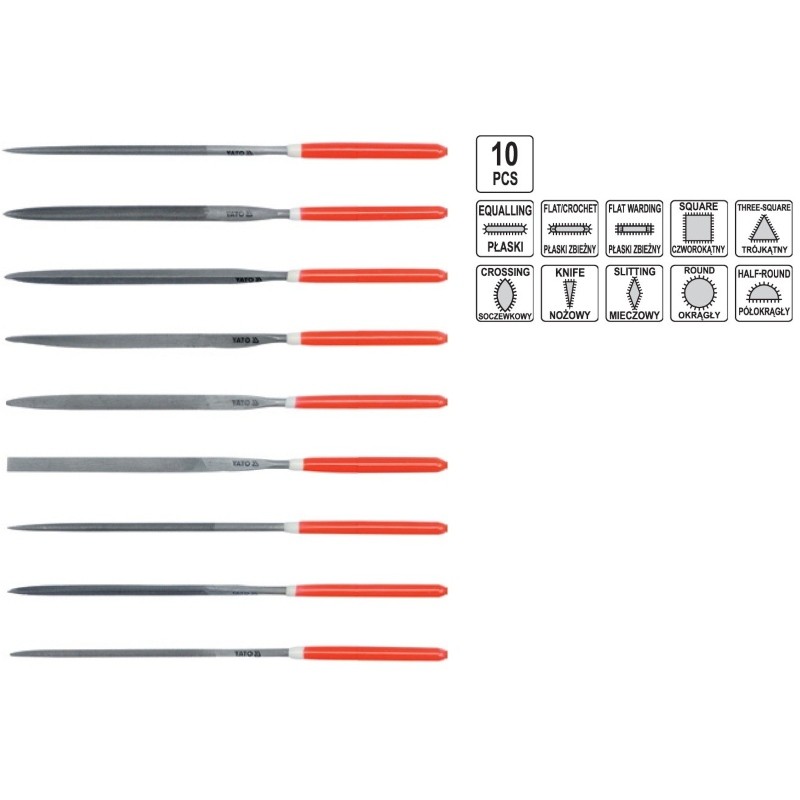YT-6164 YATO Set 10 pile conice metal 4 x 160 mm, parte activa 75 mm