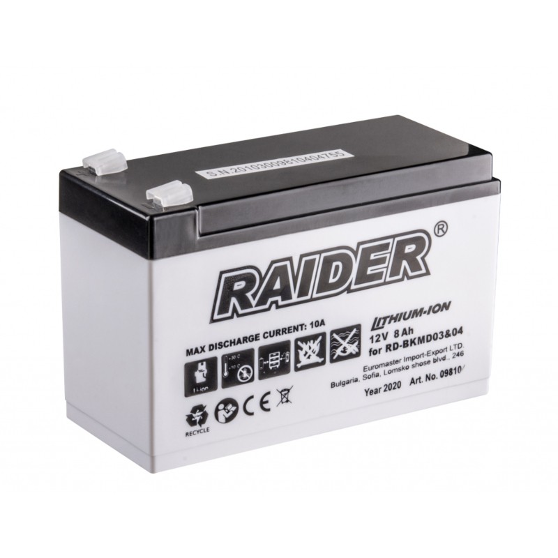 098104 RAIDER Acumulator Li-Ion 12V 8Ah pentru vermorel RD-BKMD03&04