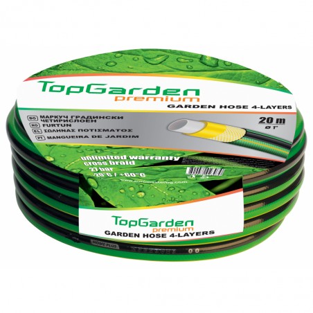 402127 TOPGARDEN Furtun de gradina, 4 straturi 1", lungime 20m