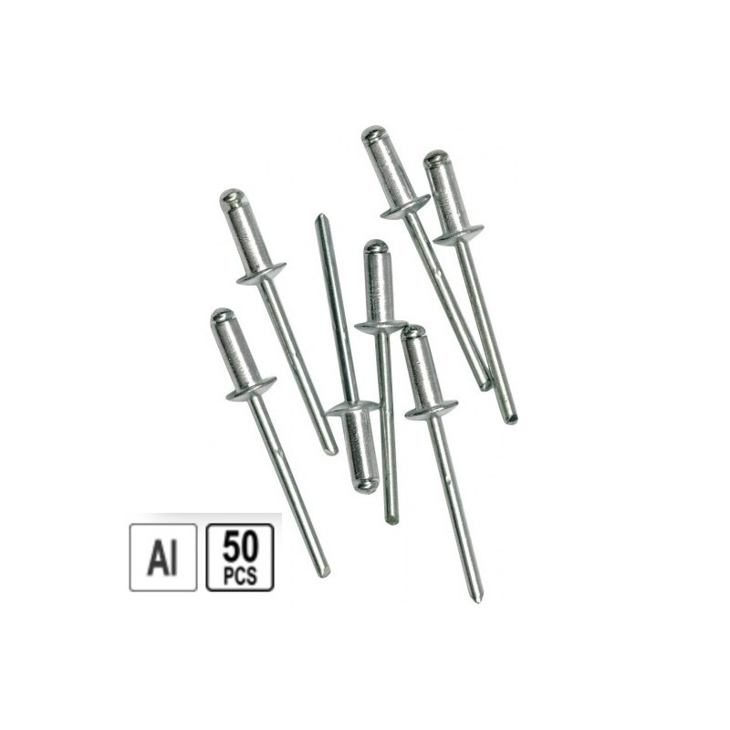 70400 VOREL Set 50 nituri pop aluminiu, lungime 6.4 mm, diametru 4 mm