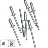 70410 VOREL Set 50 nituri pop aluminiu, lungime 9.5 mm, diametru 4 mm