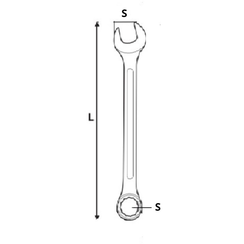 51693 VOREL Cheie combinata satinata, dimensiune 28 mm