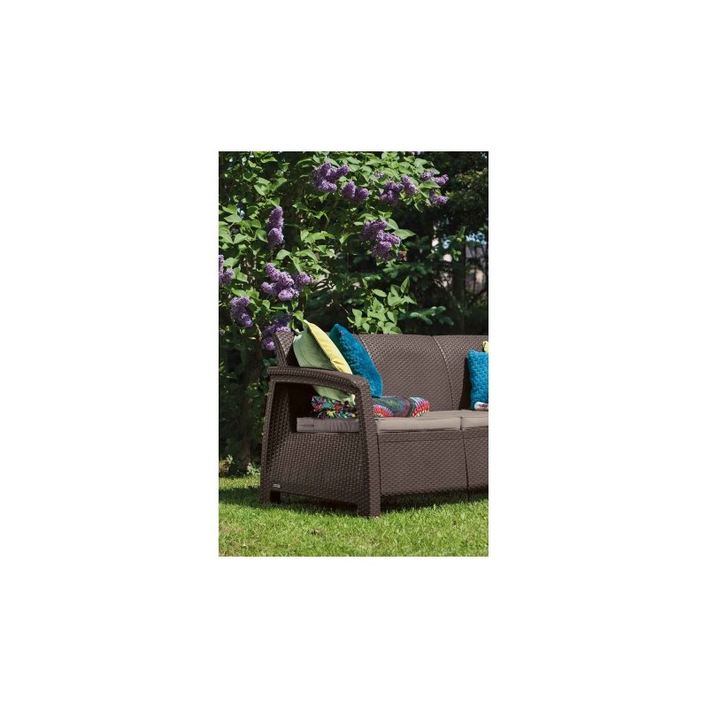09120-599-00 KETER Canapea cu 3 locuri maro Corfu Love Seat
