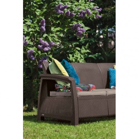 09120-599-00 KETER Canapea cu 3 locuri maro Corfu Love Seat