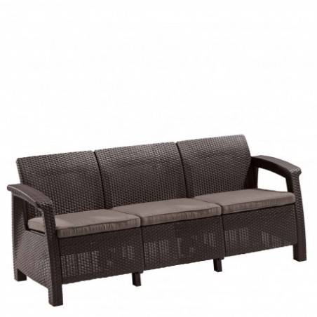 09120-599-00 KETER Canapea cu 3 locuri maro Corfu Love Seat