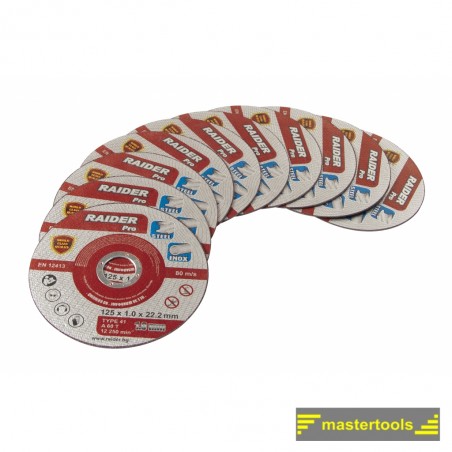 160152 RAIDER Set 10 discuri taiat metal si inox 125х1.0х22.2mm
