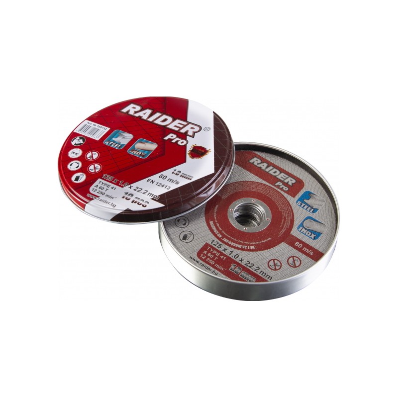 160152 RAIDER Set 10 discuri taiat metal si inox 125х1.0х22.2mm