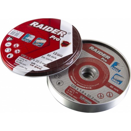 160152 RAIDER Set 10 discuri taiat metal si inox 125х1.0х22.2mm
