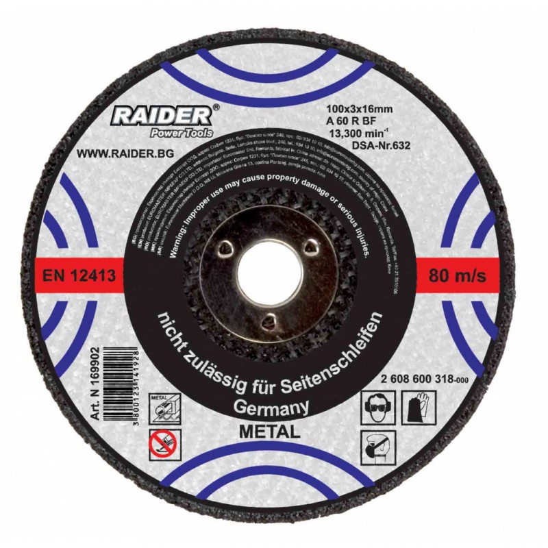169902 RAIDER Disc pentru metal, scule pneumatice 100x3x16mm