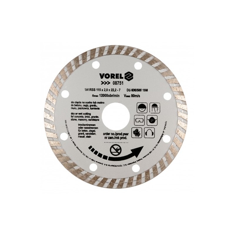 08751 VOREL Disc diamantat turbo 115 x 22.5 mm