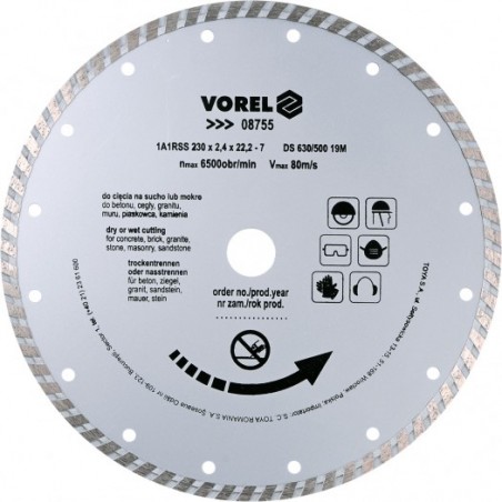 08755 VOREL Disc diamantat turbo 230 x 22.2 mm