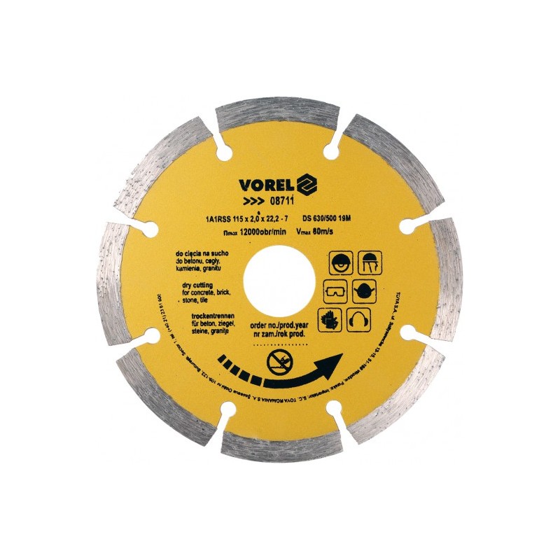 08711 VOREL Disc diamantat segmentat, 115 x 22.2 x 2 mm