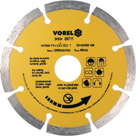 08711 VOREL Disc diamantat segmentat, 115 x 22.2 x 2 mm