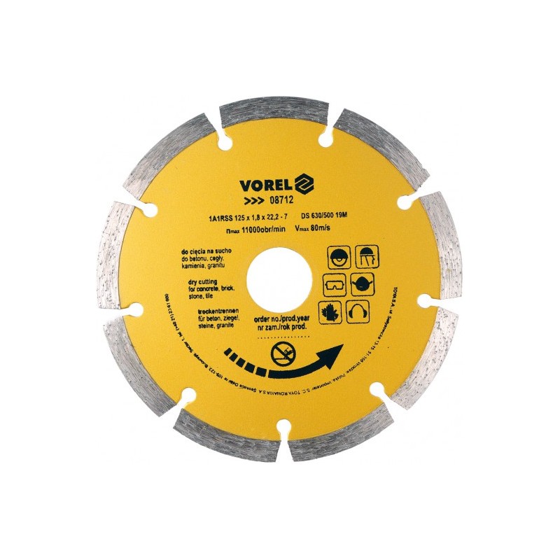 08712 VOREL Disc diamantat segmentat, 125 x 22.2 x 1.8 mm